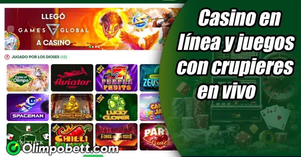 Casino en línea y juegos con crupieres en vivo en Olimpo Bet